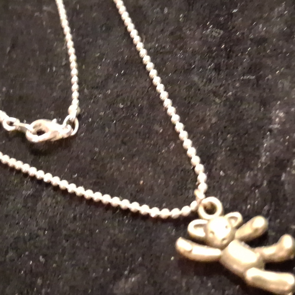 Gold Teddy Bear Pendant Necklace 16 In Long . - Picture 5 of 8